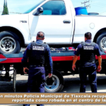 En minutos Policía Municipal de Tlaxcala recupera camioneta reportada como robada en el centro de la ciudad.