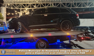 Policía Municipal de Huamantla asegura arma de fuego y pone a disposición a un masculino ante la FGR.