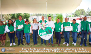 Chava Santos encabeza jornadas de integración de las estructuras territoriales del PVEM en Ixtenco y Coaxomulco.
