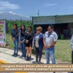 Inaugura Pedro Pérez obra de guarniciones y banquetas en Nopalucan; destaca manejo transparente de recursos.