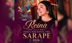 Es Esthefany Galilea Mendieta García la Reina de la Feria Nacional del Sarape Chiautempan 2026.