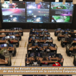 Gobierno del Estado activa protocolos de atención tras incendio de dos tractocamiones en la carretera Calpulalpan–Apizaco.
