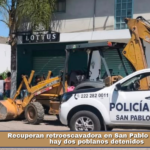 Recuperan retroescavadora en San Pablo del Monte; hay dos poblanos detenidos.