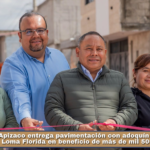 Apizaco entrega pavimentación con adoquín en la colonia Loma Florida en beneficio de más de mil 500 habitantes.