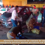 Oportuna intervención de cuerpos de seguridad y emergencia permite atender accidente vial en Huamantla.