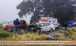 Seguridad Pública de Ixtenco responde de manera inmediata a reporte de accidente vial.