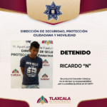 Frustra policía municipal de Tlaxcala presunto robo en comercio del centro y asegura objetos con apariencia de arma de fuego.