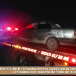 Policía de Huamantla brinda apoyo en la recuperación de vehículos con reporte de robo en Tocatlán.