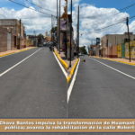 Chava Santos impulsa la transformación de Huamantla con más obra pública; avanza la rehabilitación de la calle Roberto Covarrubias.