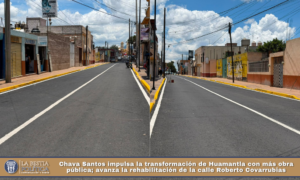 Chava Santos impulsa la transformación de Huamantla con más obra pública; avanza la rehabilitación de la calle Roberto Covarrubias.