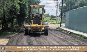 Avanza Ayuntamiento de Tlaxcala trabajos de fresado en San Esteban Tizatlán para mejorar la movilidad.