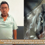 Policía de Chiautempan detiene a hombre en estado de ebriedad y con portación ilegal de arma de fuego.