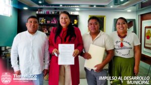 Firman gobierno estatal y Tlaltelulco convenio “Peso a Peso” para adoquinar calle Hidalgo.
