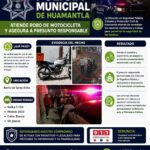 Policía Municipal asegura a presunto responsable tras reporte de robo de motocicleta en Huamantla.