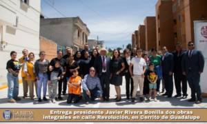 Entrega presidente Javier Rivera Bonilla dos obras integrales en calle Revolución, en Cerrito de Guadalupe.