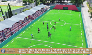 Inaugura alcalde de Tlaxcala rehabilitación de la cancha Blas «Charro» Carvajal, obra impulsada por Alfonso Sánchez García.