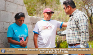 Giovani Montiel gestiona apoyos para familias afectadas por las lluvias en Tetla.