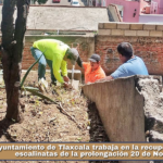 Ayuntamiento de Tlaxcala trabaja en la recuperación de las escalinatas de la prolongación 20 de Noviembre.