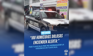 PAN alerta por 100 homicidios dolosos en Tlaxcala; familias no deben acostumbrarse a vivir con miedo.