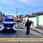 Seguridad Pública de Ixtenco brinda acompañamiento a estudiantes durante el regreso a clases.