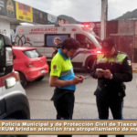 Policía Municipal y de Protección Civil de Tlaxcala junto con el CRUM brindan atención tras atropellamiento de menor en Tizatlán.