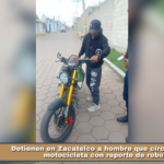 Detienen en Zacatelco a hombre que circulaba en motocicleta con reporte de robo.