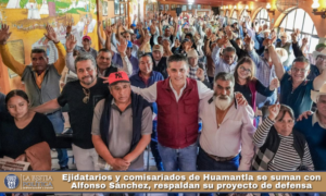 Ejidatarios y comisariados de Huamantla se suman con Alfonso Sánchez, respaldan su proyecto de defensa.