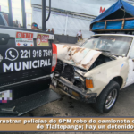 Frustran policías de SPM robo de camioneta en comunidad de Tlaltepango; hay un detenido.