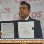 Carlos Augusto Pérez presenta el «Decálogo del Aspirante» plantea piso parejo y reglas claras para la contienda interna de Morena.