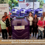 Blanca Angulo y Estela Álvarez encabezan entrega de apoyos a familias chiautempenses.