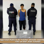 Seguridad Pública de Totolac atiende reporte de presunto robo en San Juan Totolac.