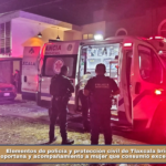 Elementos de policía y protección civil de Tlaxcala brindan atención oportuna y acompañamiento a mujer que consumió exceso de fármacos.