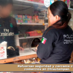 Refuerzan seguridad y cercanía con comercios en Chiautempan.