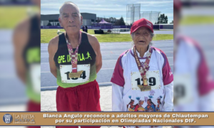 Blanca Angulo reconoce a adultos mayores de Chiautempan por su participación en Olimpiadas Nacionales DIF.