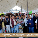 Respaldo firme de comerciantes a Ana Lilia Rivera: “siete de cada diez tlaxcaltecas te apoyamos”.