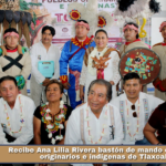 Recibe Ana Lilia Rivera bastón de mando de pueblos originarios e indígenas de Tlaxcala.