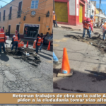 Retoman trabajos de obra en la calle Abasolo; piden a la ciudadanía tomar vías alternas.