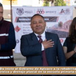 Da inicio el Gobierno de Apizaco a la rehabilitación de plaza cívica y drenaje pluvial en la escuela primaria Benito Juárez.