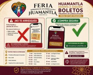 Huamantla exhorta a adquirir boletos únicamente en canales oficiales para evitar fraudes.
