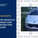 Asegura FGJE vehículo relacionado con investigación por fraude.