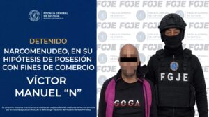 Detiene FGJE a hombre por delitos contra la salud, en su modalidad de narcomenudeo.
