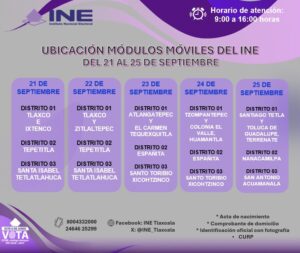 Módulo móvil del INE brindará servicios registrales en Huamantla.