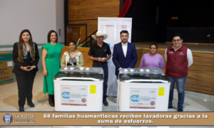 68 familias huamantlecas reciben lavadoras gracias a la suma de esfuerzos.