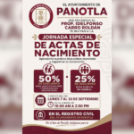 Ayuntamiento de Panotla impulsa jornada especial de actas de nacimiento con descuentos.