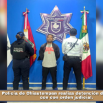 Policía de Chiautempan realiza detención de masculino con con orden judicial.