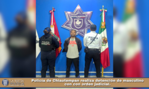 Policía de Chiautempan realiza detención de masculino con con orden judicial.