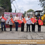 Inicia segunda etapa de pavimentación con adoquín en la calle Hidalgo, barrio de Teotlalpan.