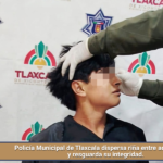 Policía Municipal de Tlaxcala dispersa riña entre adolescentes y resguarda su integridad.
