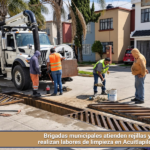 Brigadas municipales atienden rejillas y realizan labores de limpieza en Acuitlapilco.
