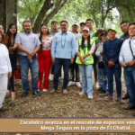 Zacatelco avanza en el rescate de espacios verdes con Mega Tequio en la pista de El Chatlal.